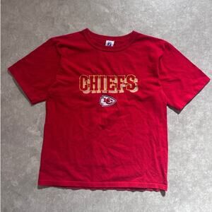 90s Vintage Kansas City Chiefs Embroidered Block Letters Red T Shirt Size M